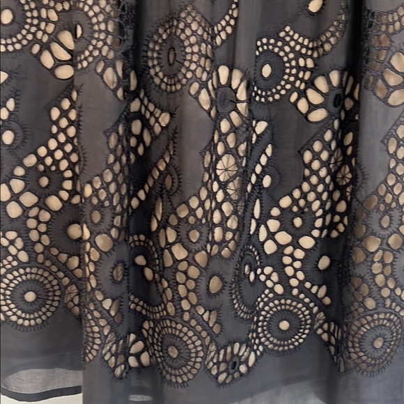 Vintage Bluish Gray color and cream contrast detailing Sleeveless Midi Sundress - Picture 4 of 15